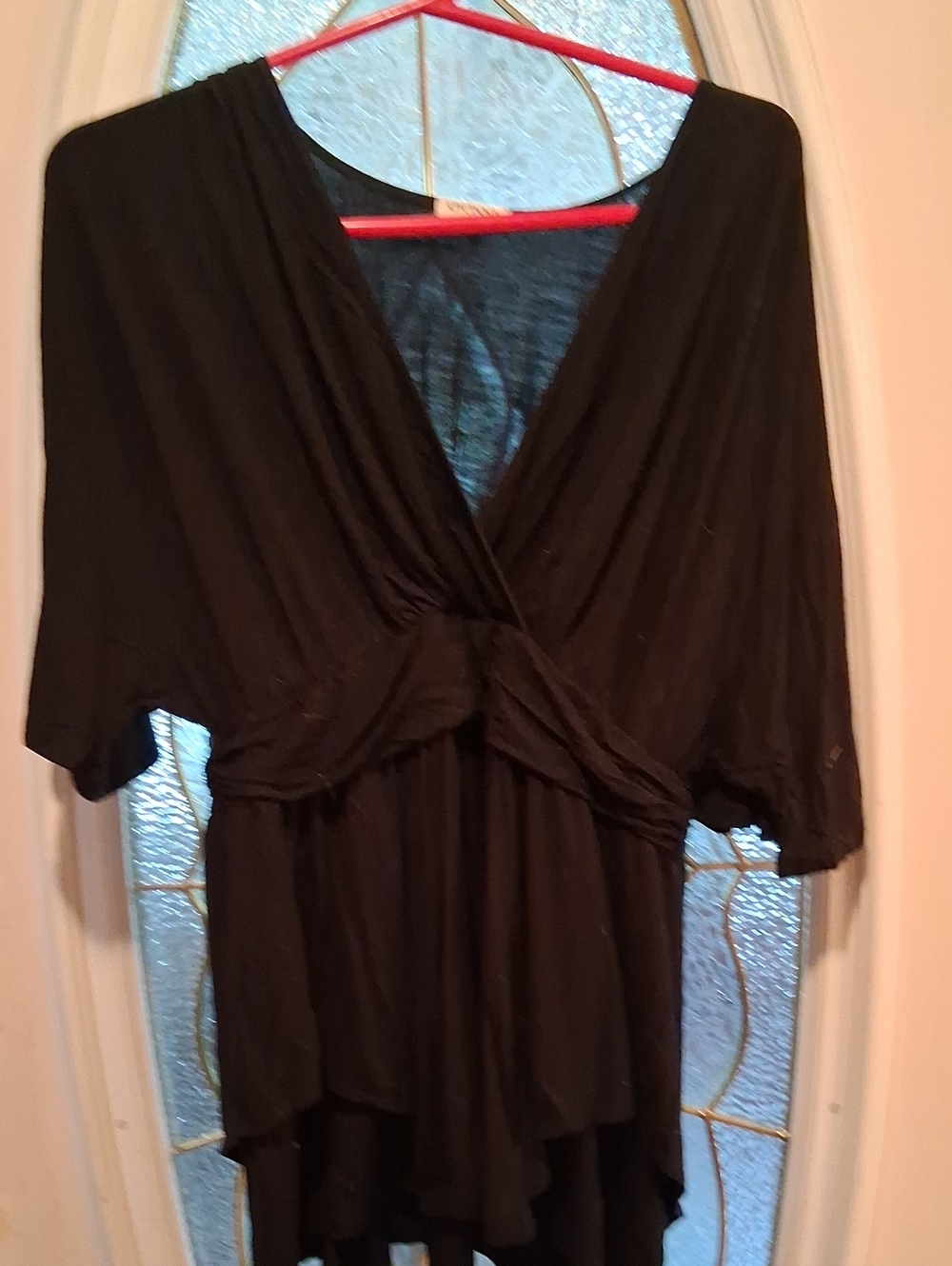 Kiyonna Black Knot-Front V-Neck Tunic